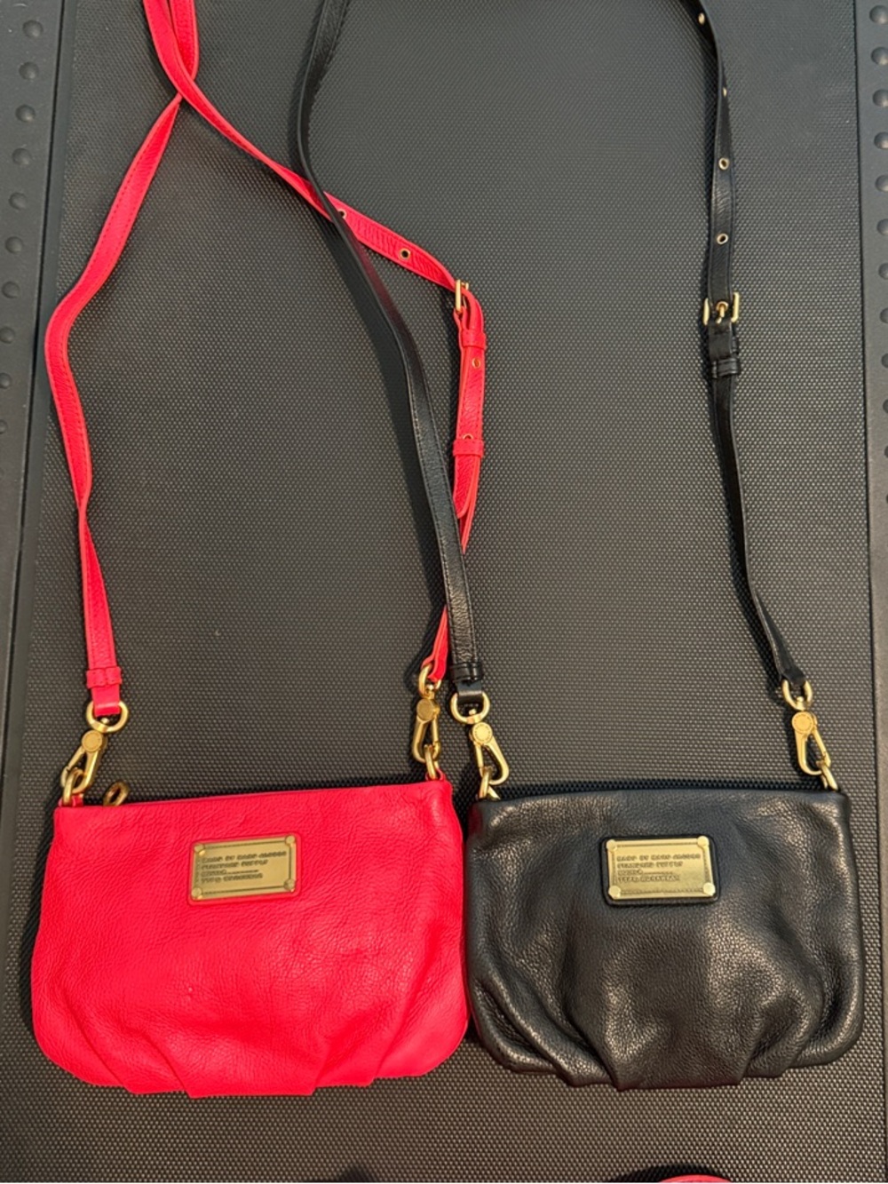Marc by Marc Jacobs Neon Pink and Black Leather Dual Crossbody Pouches